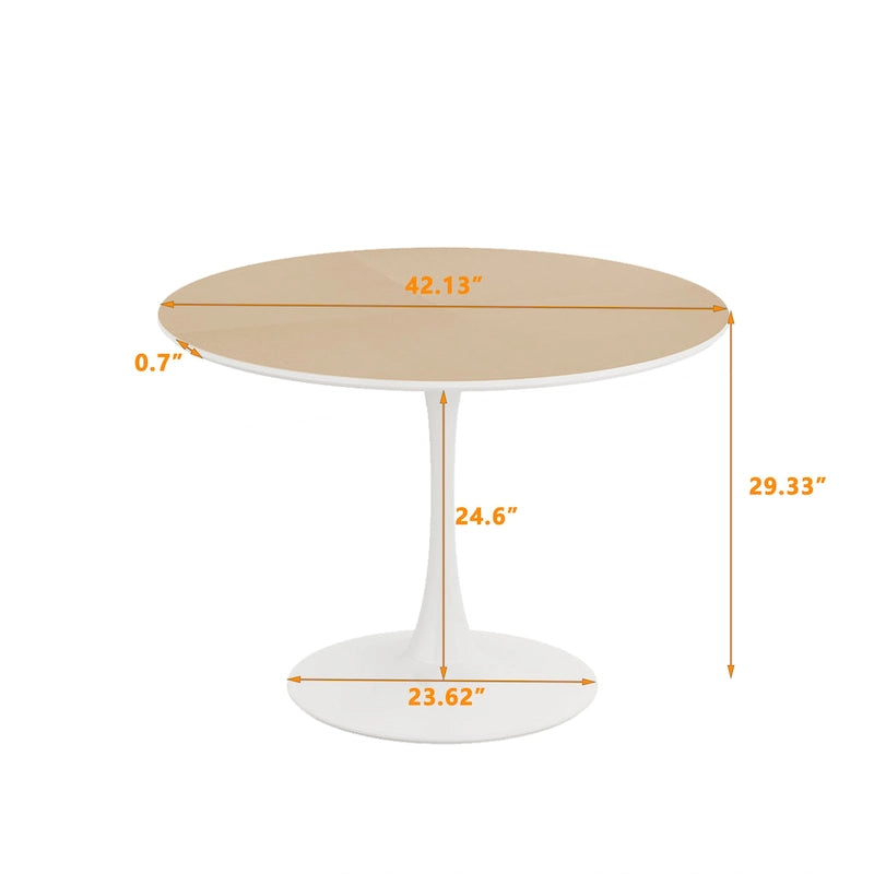Tavolo da pranzo moderno con piano rotondo e base in metallo