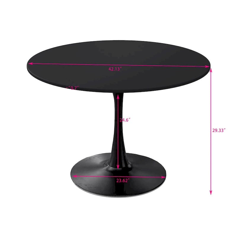 Tavolo da pranzo moderno con piano rotondo e base in metallo