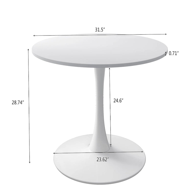 Tavolo da pranzo moderno con piano rotondo e base in metallo