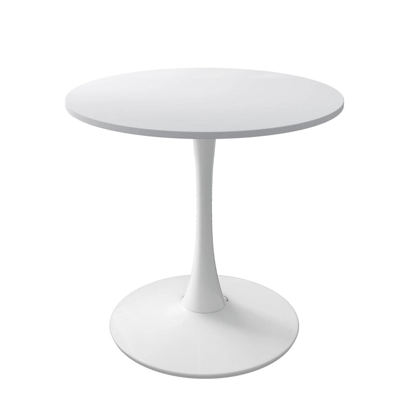 Tavolo da pranzo moderno con piano rotondo e base in metallo